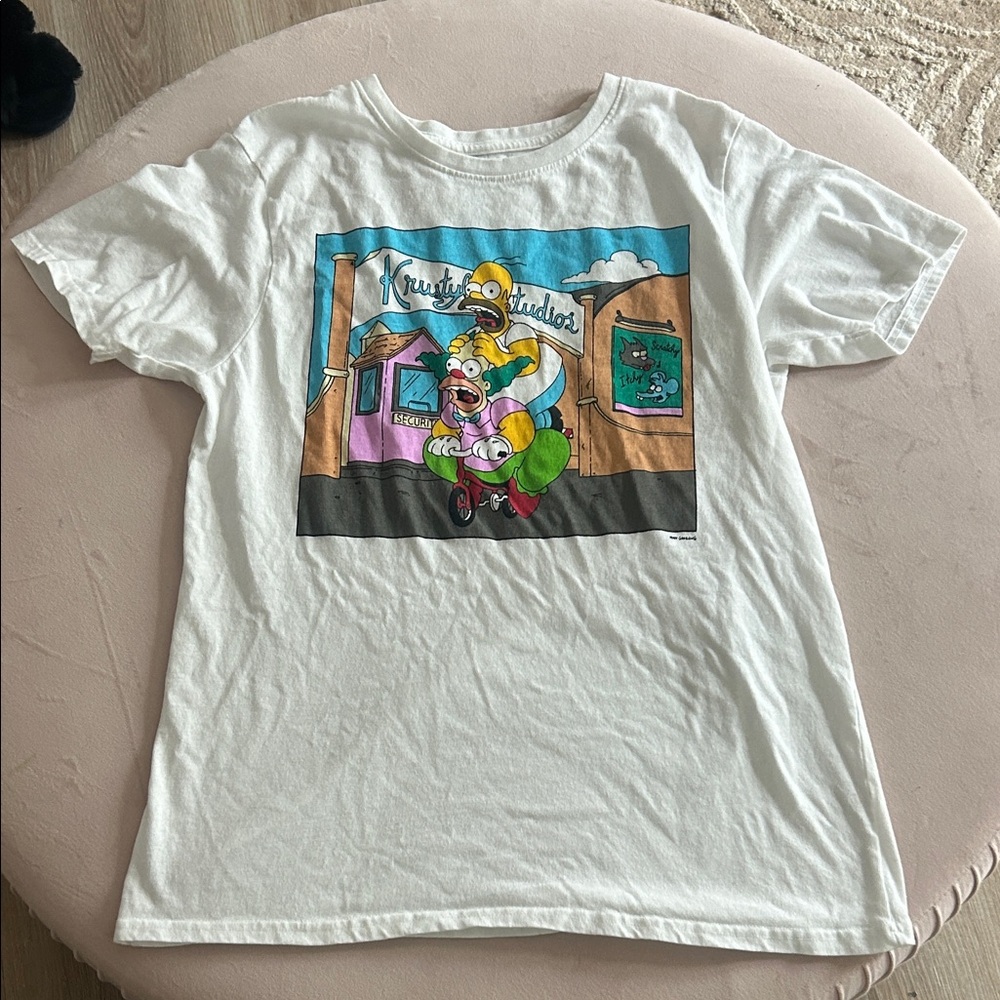 White Graphic Simpsons  T-Shirt